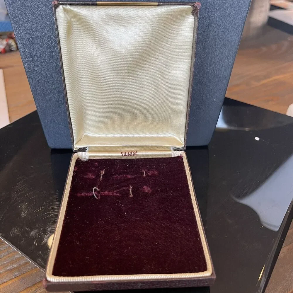 Vintage Swank Old Hard Case Cufflinks Box Velvet Style Interior BOX ONLY